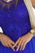 522-4 CATERINA Kobieca sukienka z gipiurą i delikatnym tiulem - CHABROWA Numoco basic