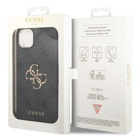 Guess nakładka do iPhone 15 6,1" GUHCP15S4GMGGR szara HC PU Leather 4G Metal Logo CG Mobile SAS Guess nakładka do iPhone 15 6,1" GUHCP15S4GMGGR szara HC PU Leather 4G Metal Logo CG Mobile SAS