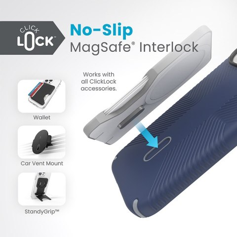 Speck Presidio2 Grip ClickLock & MagSafe - Etui iPhone 16e / iPhone 15 / iPhone 14 / iPhone 13 (Coastal Blue / Dust Grey / White Speck Speck Presidio2 Grip ClickLock & MagSafe - Etui iPhone 16e / iPhone 15 / iPhone 14 / iPhone 13 (Coastal Blue / Dust Grey / White Speck