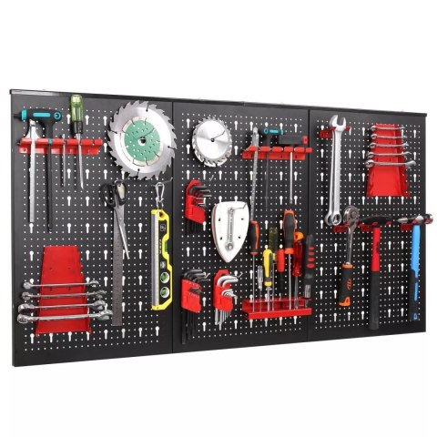 Tablica warsztatowa narzędziowa perforowana 120x60 cm komplet 25 uchwytów E-hurtownia Tablica warsztatowa narzędziowa perforowana 120x60 cm komplet 25 uchwytów E-hurtownia