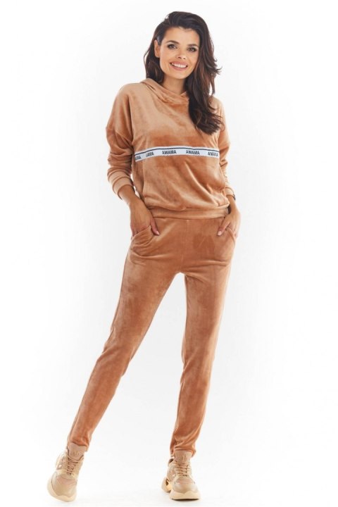 Spodnie Damskie Model A372 Beige Welur - awama Spodnie Damskie Model A372 Beige Welur - awama