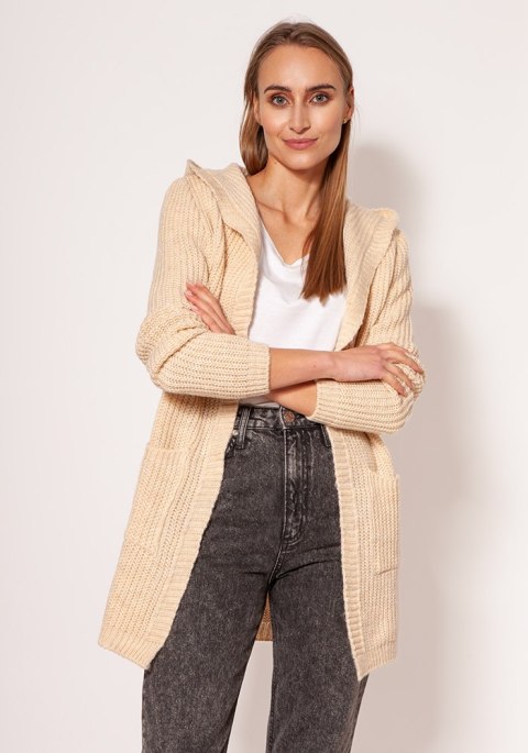 Sweter Kardigan Model PA018 Beige - MKM Sweter Kardigan Model PA018 Beige - MKM